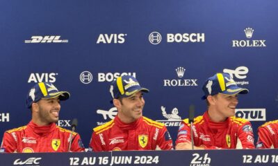 I pilota #50 della Ferrari in conferenza stampa a Le Mans