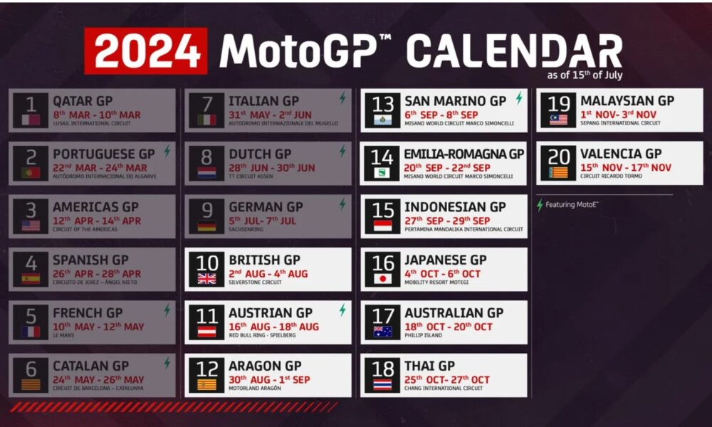 Il nuovo calendario della MotoGP