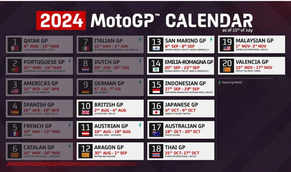 Il nuovo calendario della MotoGP