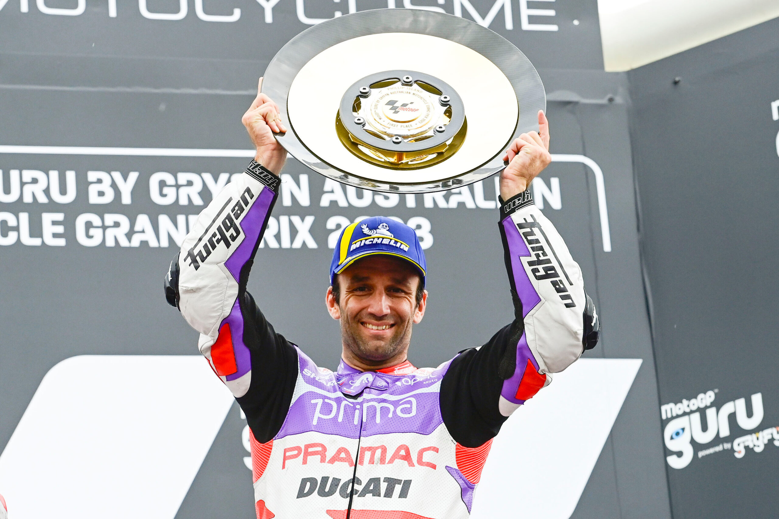 Johann Zarco festeggia la sua prima vittoria sul podio in Australia nel 2023