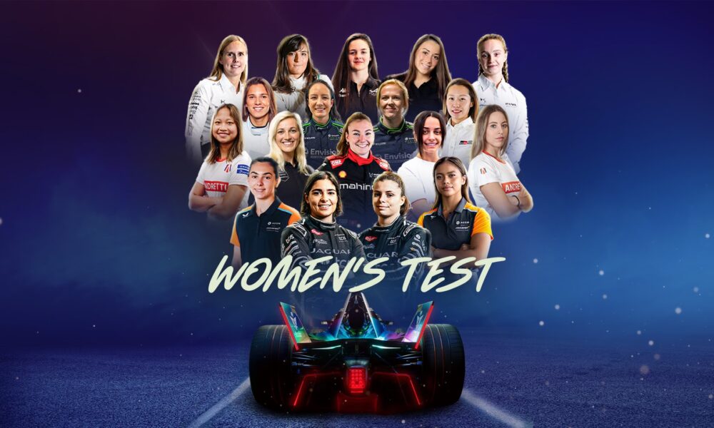 Locandina grafica per l'annuncio del test tutto al femminile della ABB Formula E