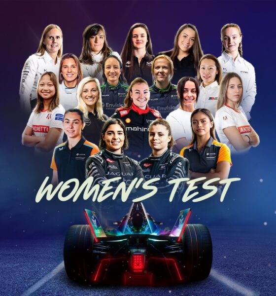 Locandina grafica per l'annuncio del test tutto al femminile della ABB Formula E