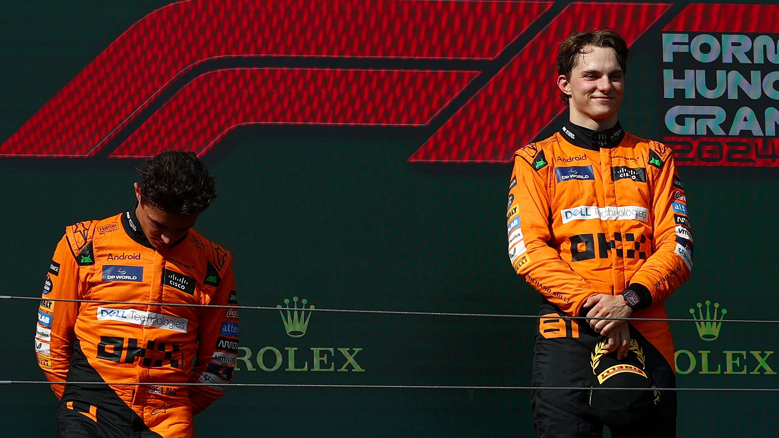 Oscar Piastri e Lando Norris sul podio del GP d'Ungheria 2024