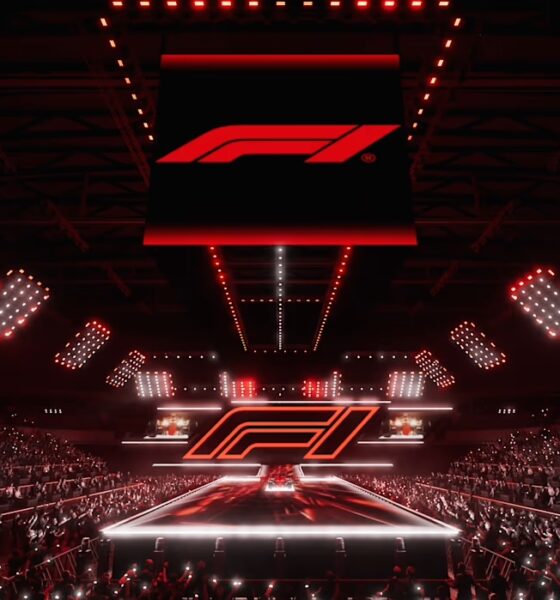 Il rendering della O2 Arena per F1 75 Live, la presentazione F1 2025 (© F1.com)