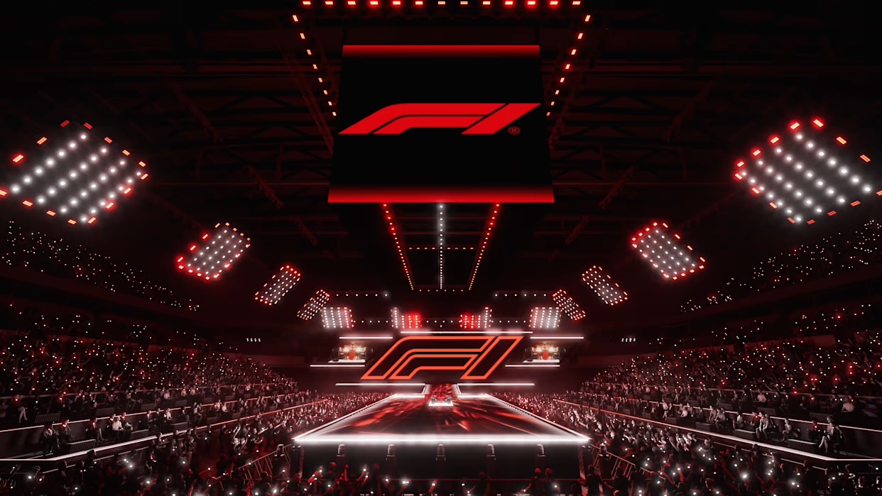 Il rendering della O2 Arena per F1 75 Live, la presentazione F1 2025 (© F1.com)