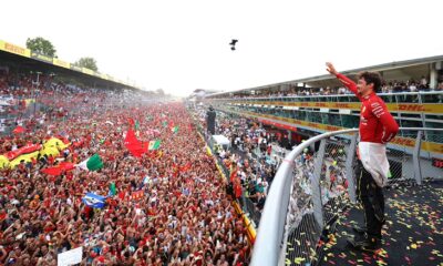 Leclerc davanti al tripudio del pubblico di Monza (© F1.com)