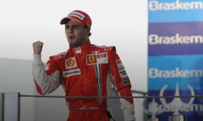 Il sofferto festeggiamento di Felipe Massa per la vittoria nel GP del Brasile 2008, in cui perse il mondiale (© Ferrari)