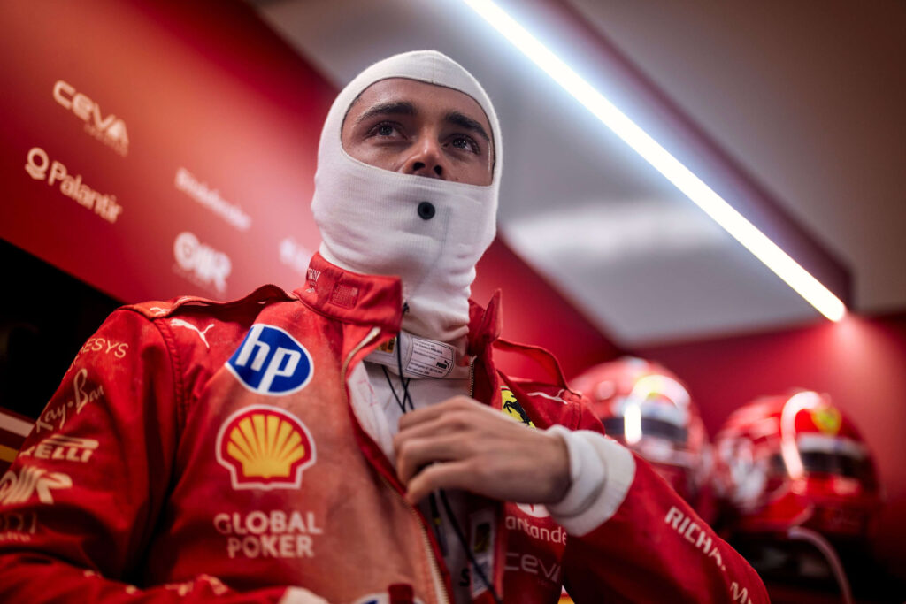 Leclerc al termine delle qualifiche del GP Las Vegas 2024 (© Ferrari.com)