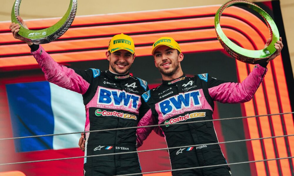 Esteban Ocon e Pierre Gasly sul podio del GP del Brasile 2024