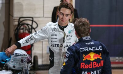 George Russell parla con Max Verstappen dopo le qualifiche in Qatar (© x.com F1)