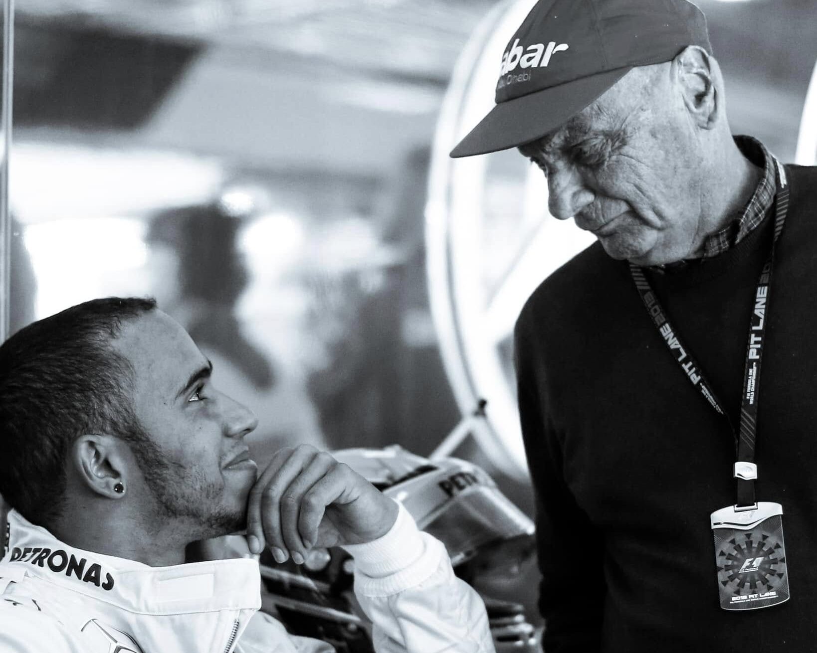 Lewis Hamilton con Niki Lauda, colui che lo ha portato in Mercedes