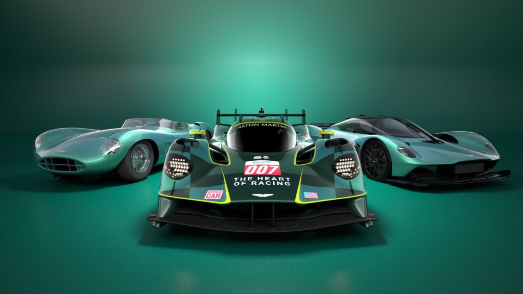 La Valkyrie LMH insieme alla DBR1 e alla Valkyrie stradale (© Aston Martin Racing