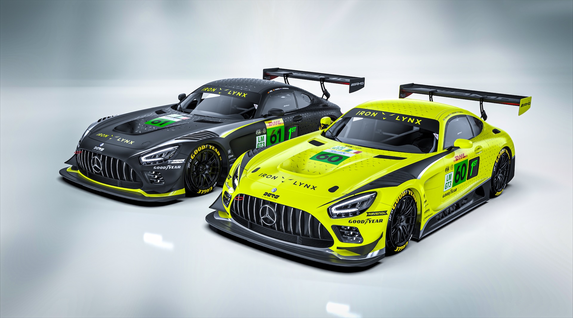 Le livree delle Mercedes-AMG LMGT3 di Iron Lynx. Oggi sono stati svelati anche gli equipaggi che correranno nel WEC 2025 (© Iron Lynx)