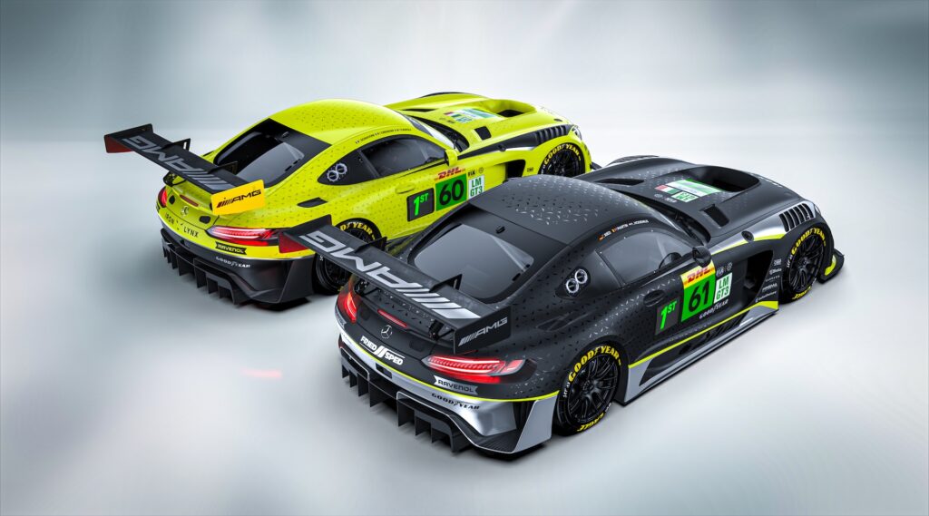 La vista posteriore delle due Mercedes-AMG LMGT3 di Iron Lynx (© Iron Lynx)