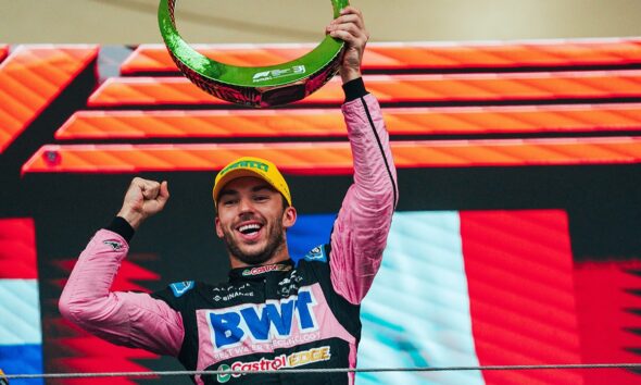 Pierre Gasly festeggia il podio nel GP del Brasile 2024