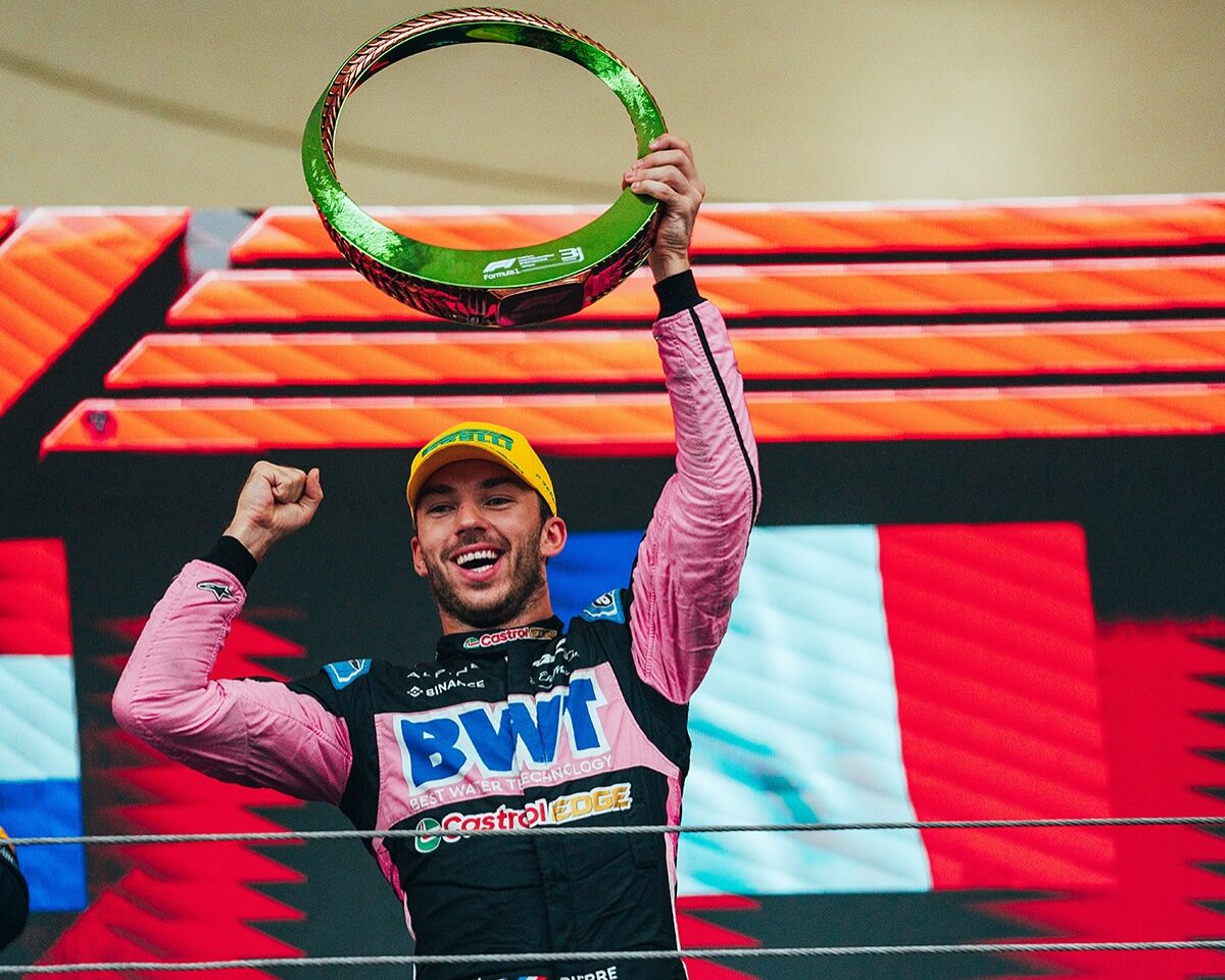 Pierre Gasly festeggia il podio nel GP del Brasile 2024