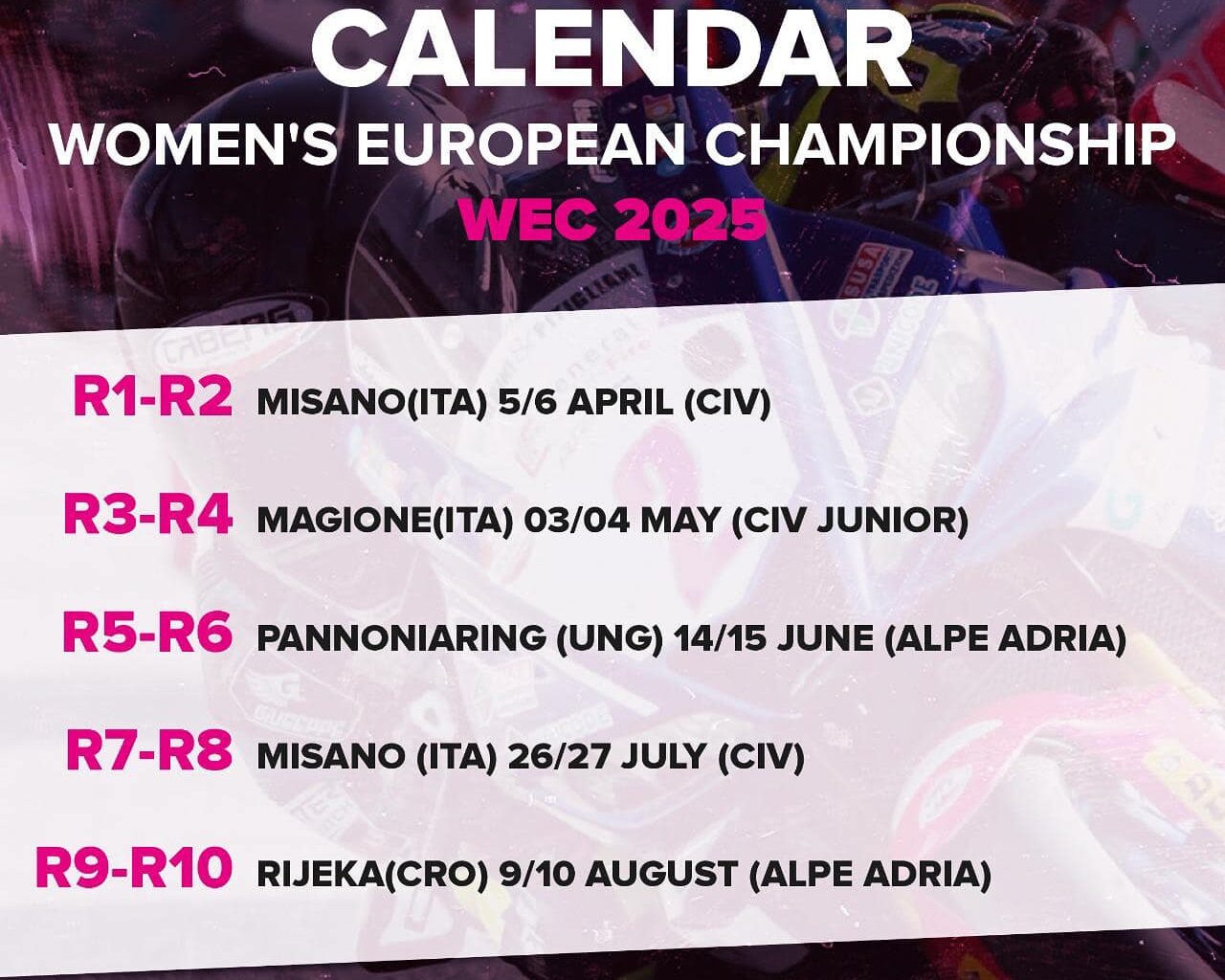 Il calendario 2025 del Women's European Championship 