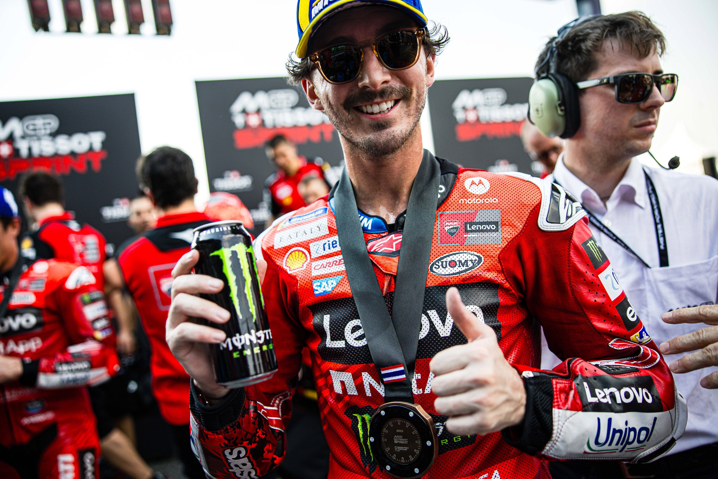 Pecco Bagnaia dopo la Sprint Race di sabato (© Ducati)