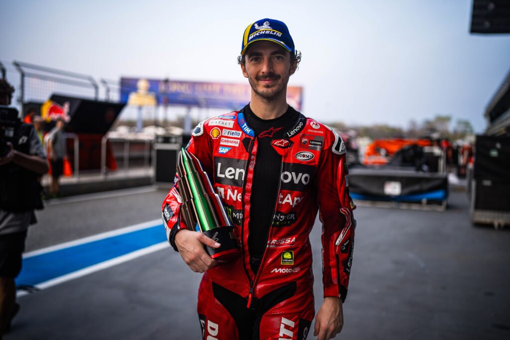 Francesco Bagnaia dopo il terzo posto in Thailandia (© Ducati)