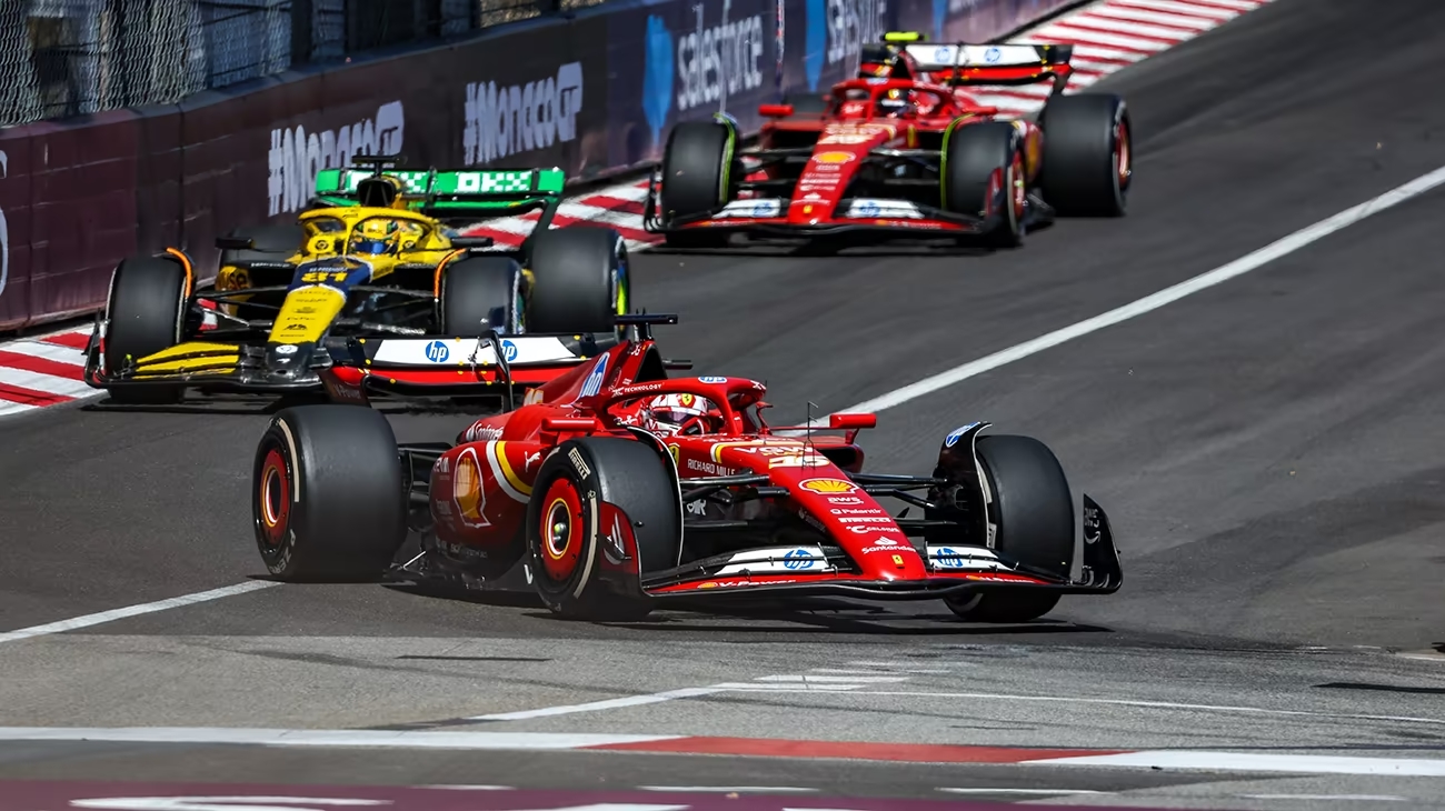 Charles Leclerc, Oscar Piastri e Carlos Sainz in azione a Monaco nel 2024