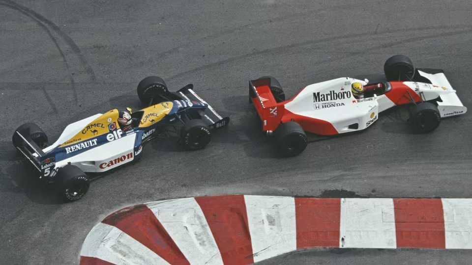 Ayrton Senna e Nigel Mansell durante il GP di Monaco 1992