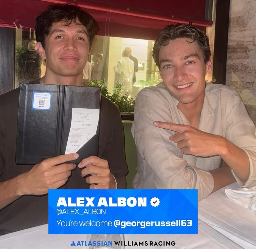 La prova della cena offerta da Albon a Russell