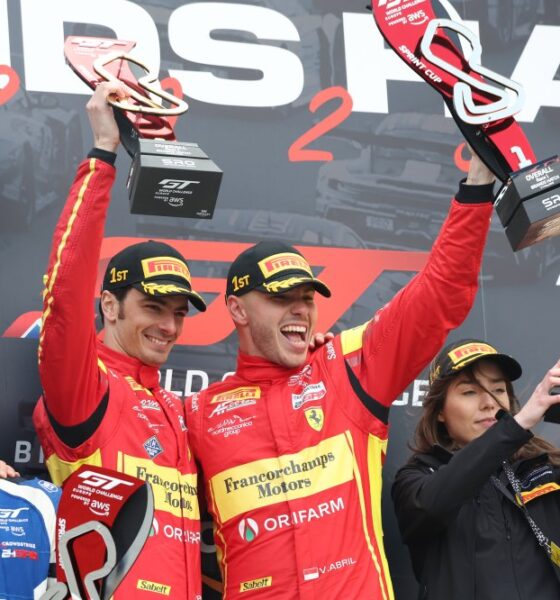 Alessio Rovera e Vincent Abril sul podio di Brands Hatch (© SRO)
