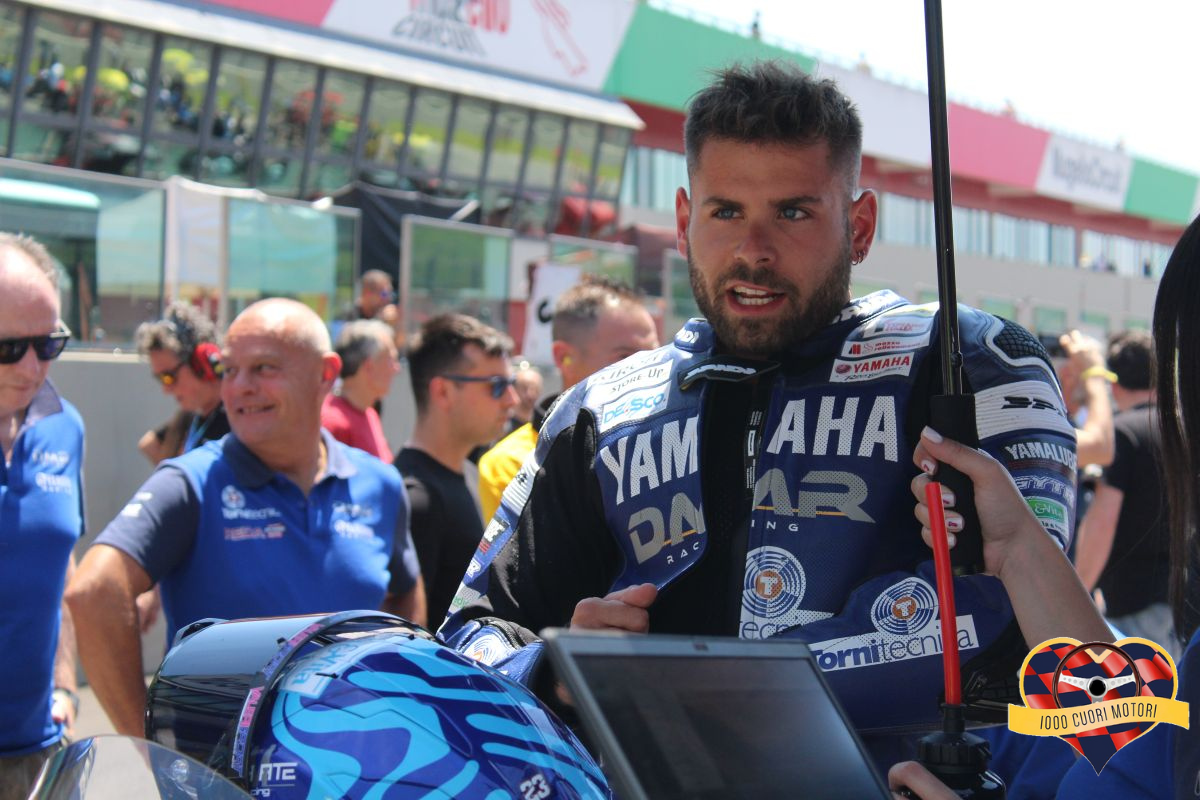 Alessandro Del Bianco in griglia prima di Gara 2 del CIV SBK 2025 al Mugello (© 1000 Cuori Motori)