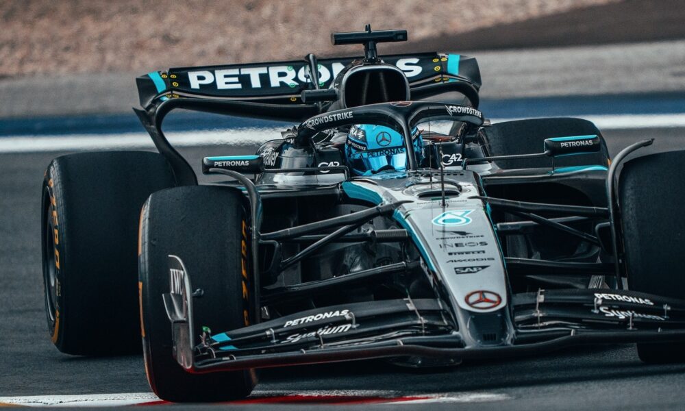 George Russell in azione durante il GP d'Austria 2025