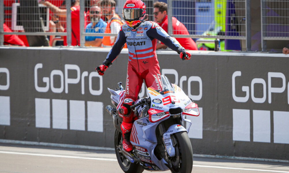 Marc Marquez festeggia la sua prima vittoria in Ducati con il Team Gresini ad Aragon 2024