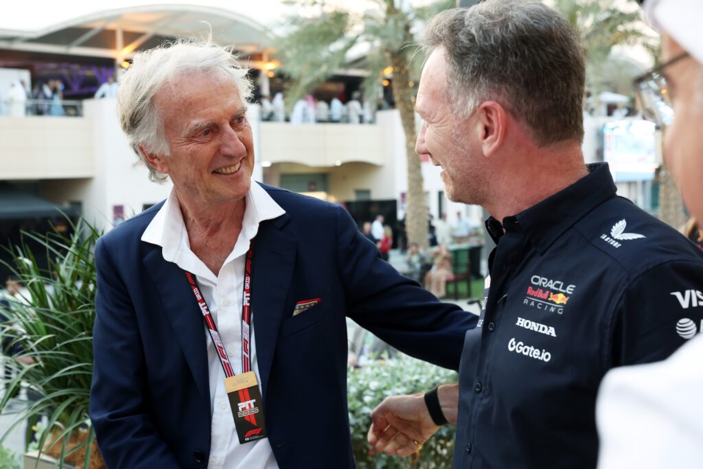 Montezemolo con Chris Horner in Bahrain nel 2025 (© Red Bull Content Pool)