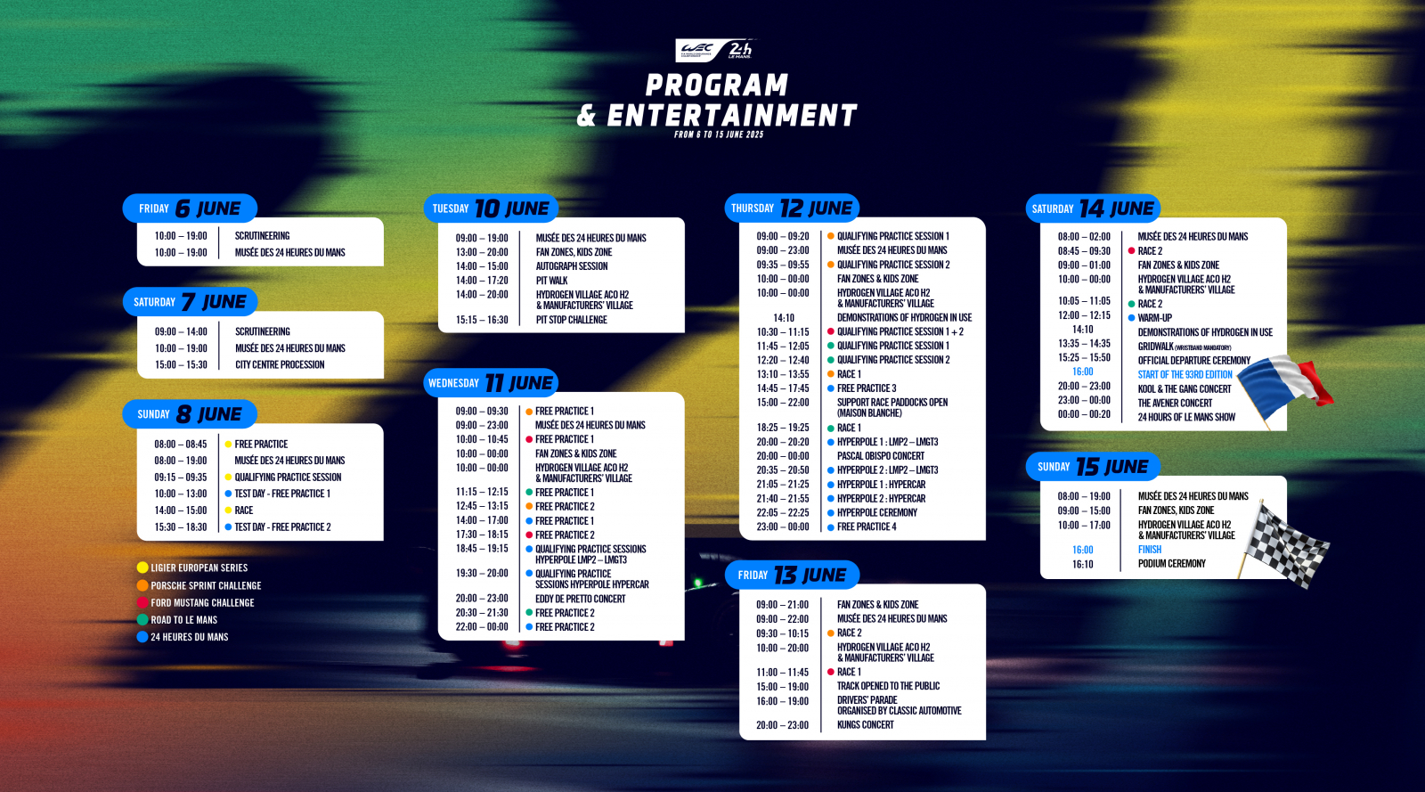 Il programma della 24 Ore di Le Mans 2025 (© ACO)