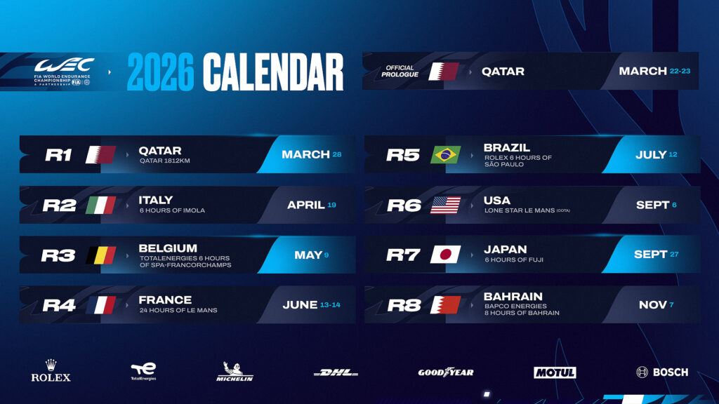 Il calendario FIA WEC 2026 (© ACO)
