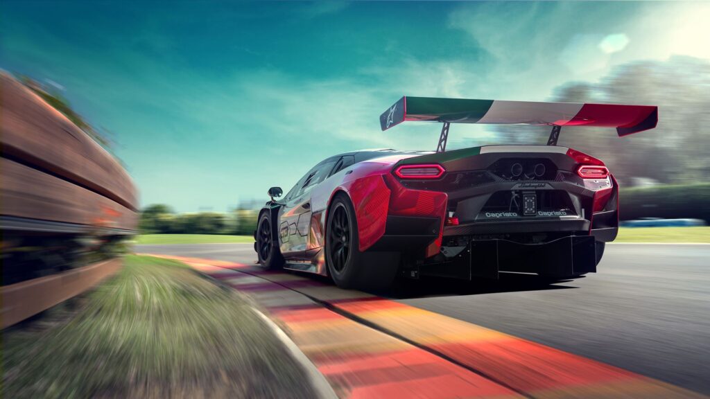 La vista posteriore della Temerario GT3 (© Lamborghini)