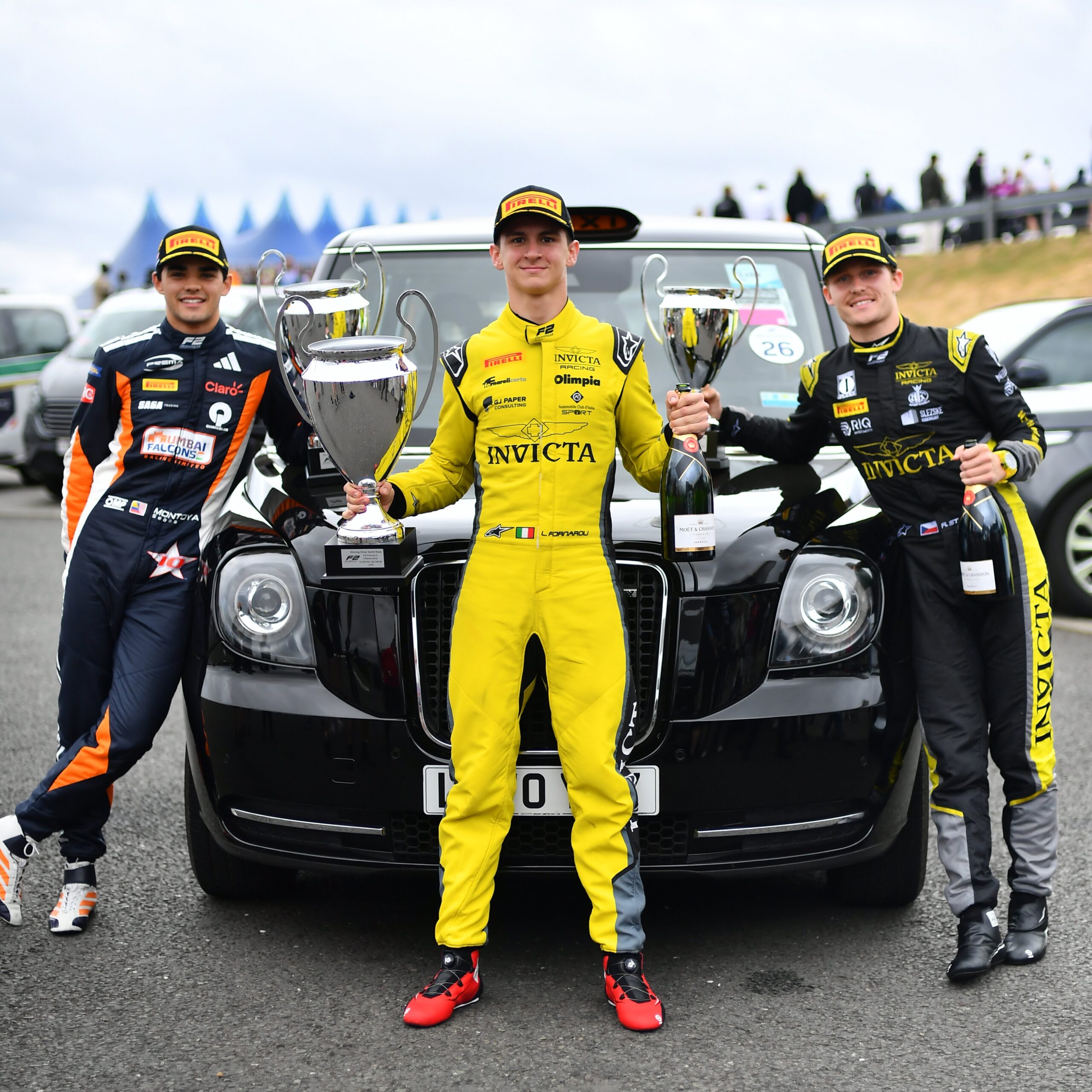 Il podio della Sprint Race di F2 a Silverstone