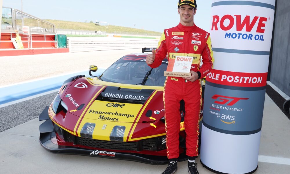 Alessio Rovera dopo la pole nelle qualifiche 1 del GTWCE Misano 2025 (© JEP / SRO)