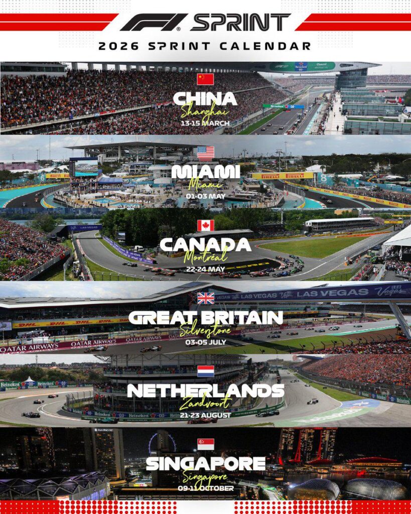 L'immagine leak del calendario F1 Sprint 2026 (© x.com F1DutchGP)