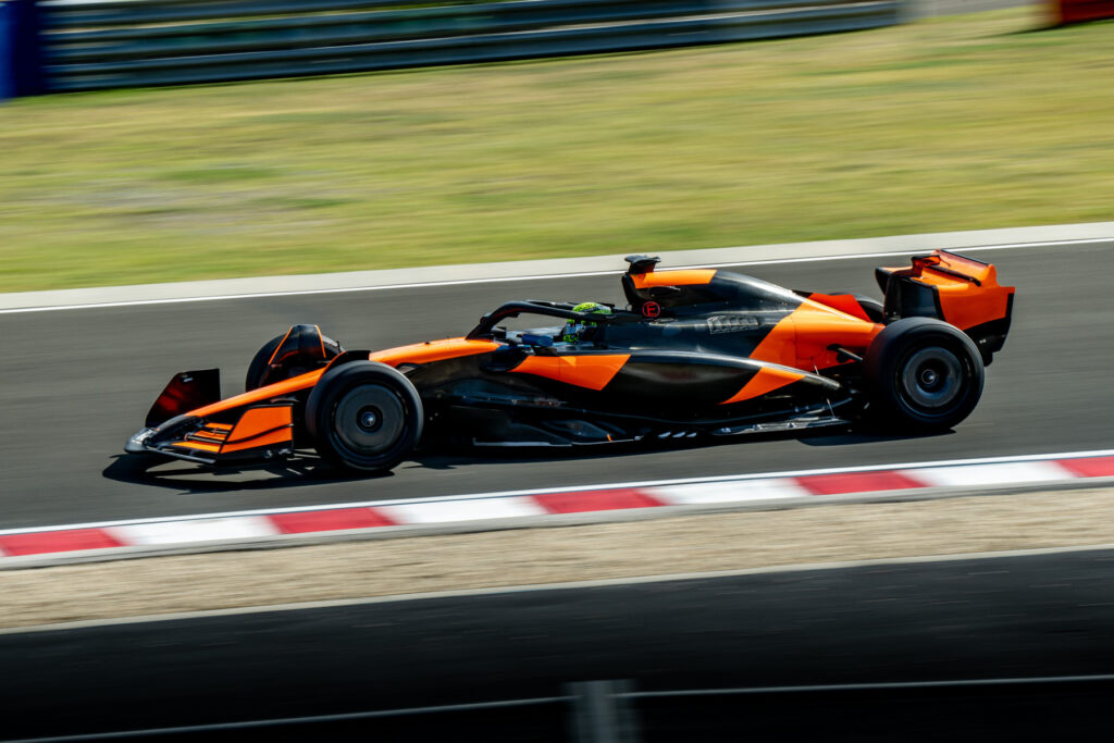 Lando Norris durante i test all'Hungaroring