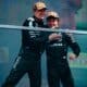 Kimi Antonelli con George Russell sul podio del GP del Canada 2025