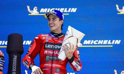 Marc Marquez sul podio al Balaton Park (© Ducati)