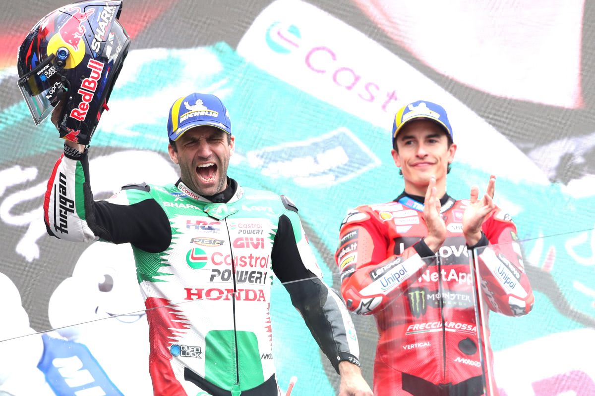 Johann Zarco festeggia la vittoria al GP di Le Mans 2025 (© Red Bull Content Pool)