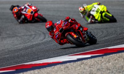 Marc Marquez, Di Giannantonio e Marini in curva in Austria, primo GP con il controllo elettronico di stabilità (© Red Bull Content Pool)