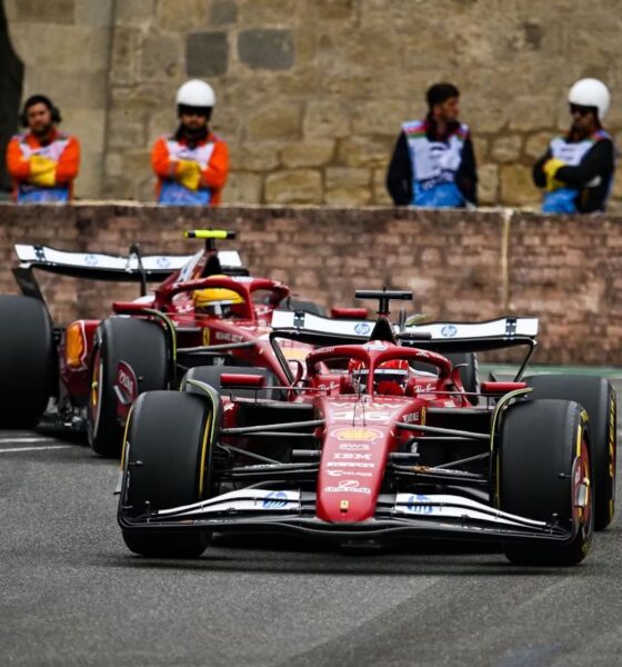 Le due Ferrari durante il GP Azerbaijan 2025 (© Ferrari)