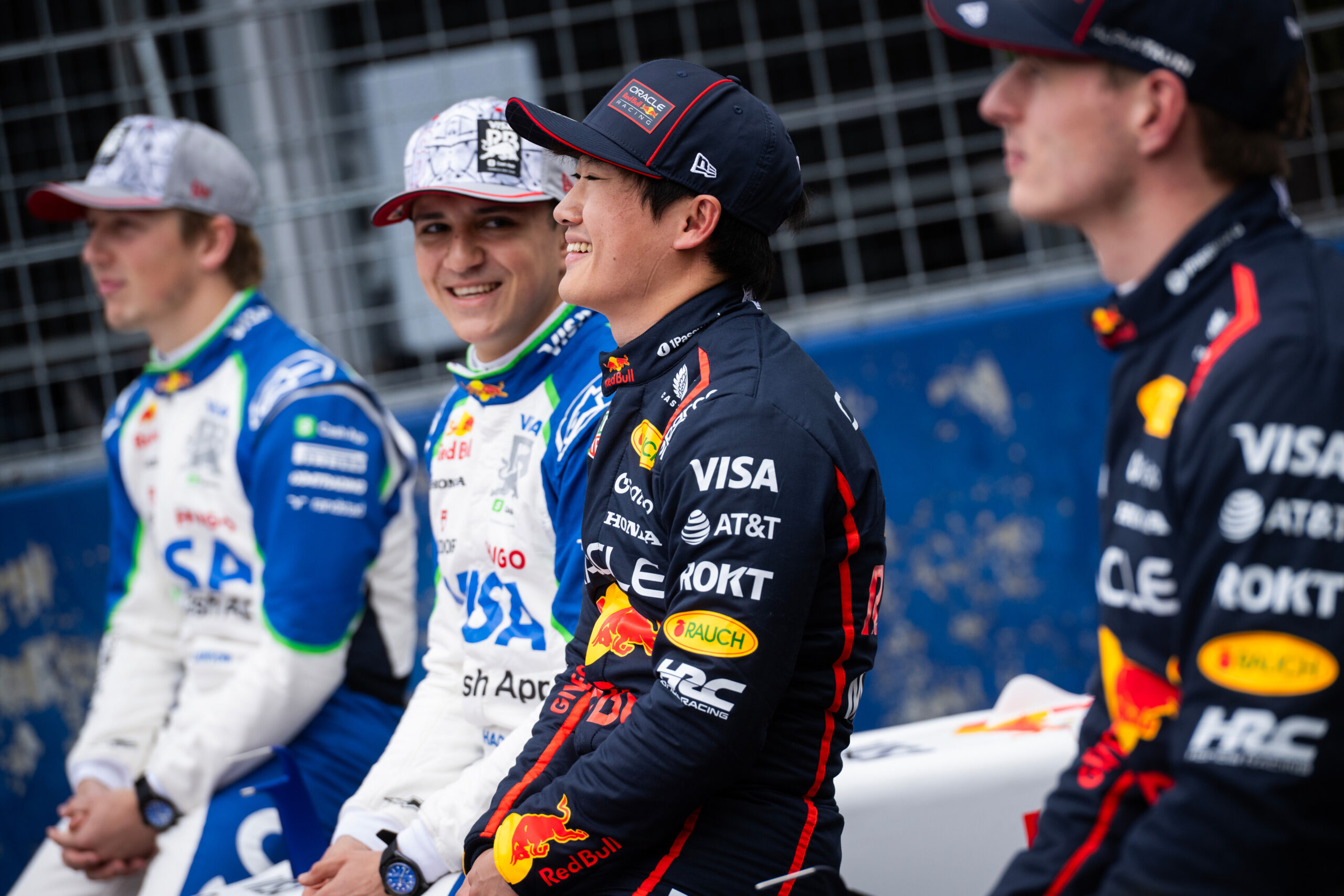 Max Verstappen, Yuki Tsunoda, Isack Hadjar e Liam Lawson