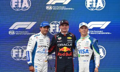 I primi tre piloti della griglia di partenza del GP Azerbaijan 2025 (© Red Bull Content Pool)