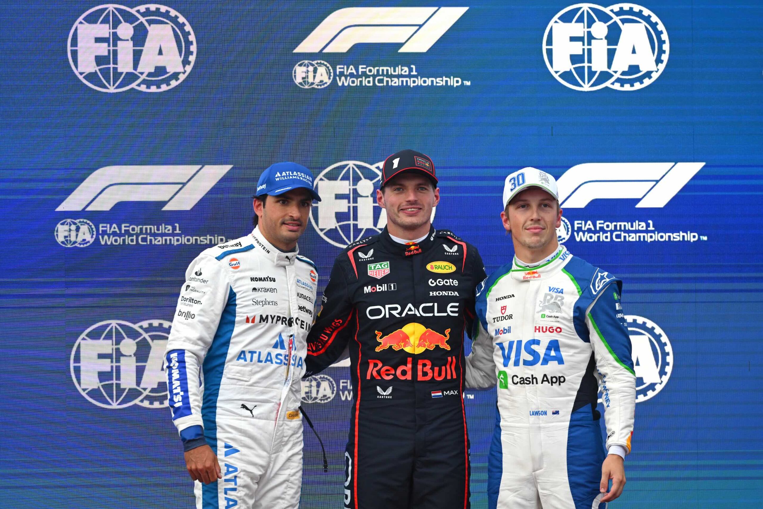 I primi tre piloti della griglia di partenza del GP Azerbaijan 2025 (© Red Bull Content Pool)
