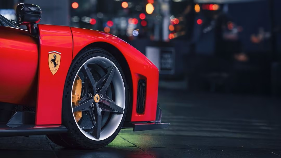 Un dettaglio della Ferrari F80