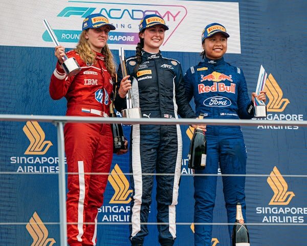 Il podio di Gara 1 della F1 Academy a Singapore