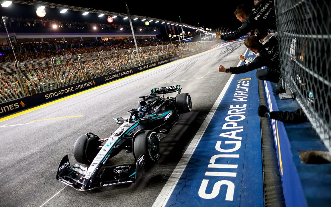 George Russell, Mercedes AMG Petronas F1 Team. Vincitore del GP di Singapore