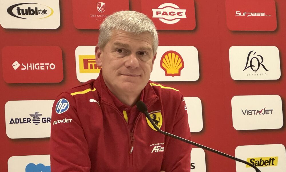 Antonello Coletta durante la conferenza stampa alle Finali Mondiali Ferrari, in cui ha parlato tanto di WEC
